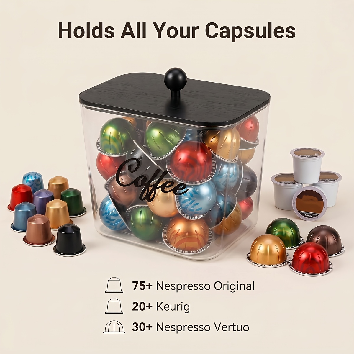 Coffee Pod Holder with Lids Pl - огляд і ціна Coffee Equipment Rack